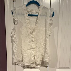 Dear John White Ruffled Button Down Shirt